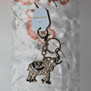 Elegant Gold and Silver Elephant Keychain